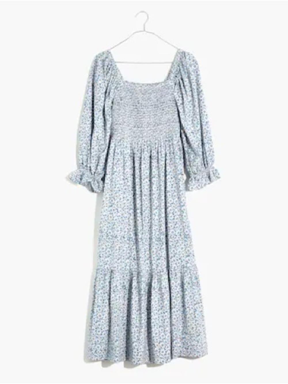 Madewell Lucie Elbow-Sleeve Smocked Midi Dress in Sunflower Field Sz Small - Picture 2 of 10
